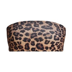 Cute reversible leopard bandeau bikini top. Never worn! Strapless
